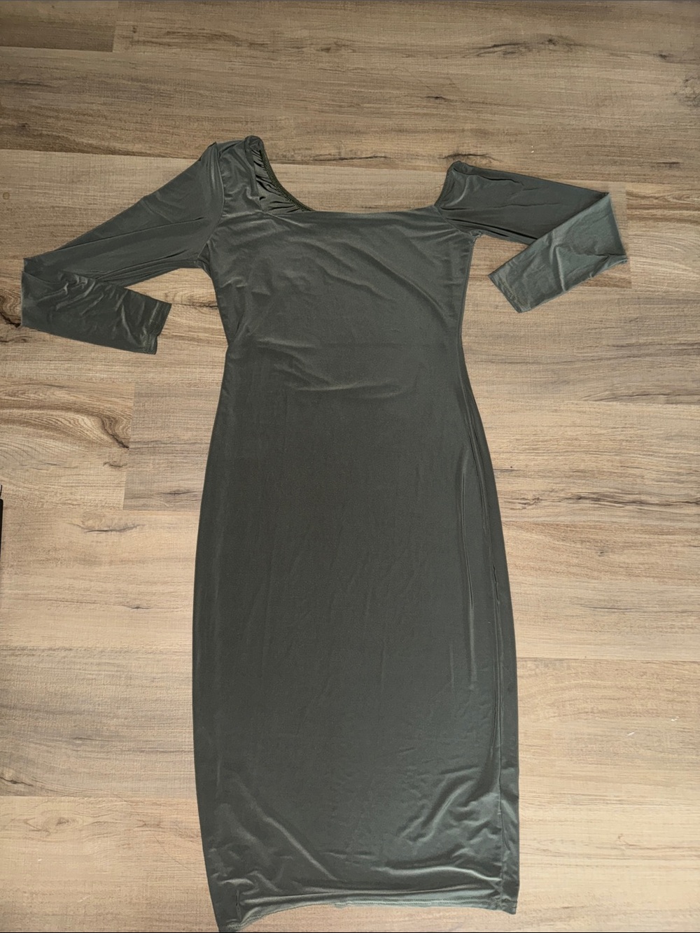 Boohoo Olive Green Midi Bodycon Dress